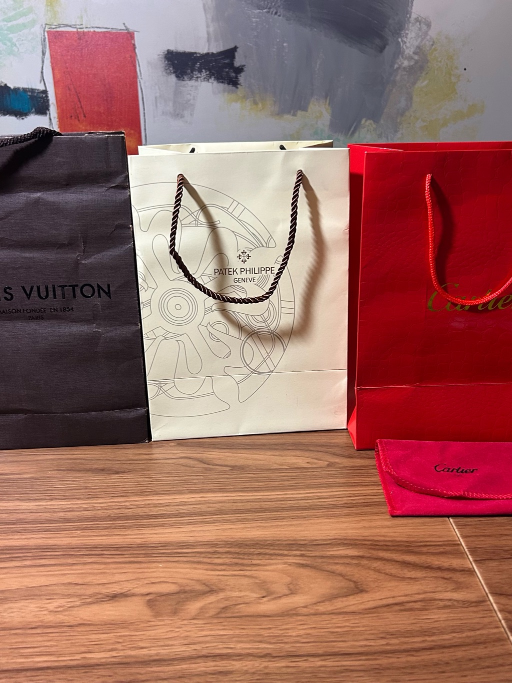 3 Gift Bags Cartier Patek Philippe Louis Vuitton